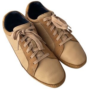 Cole Haan Beige and Tan Leather Lace-Up Sneakers